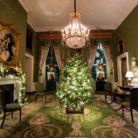 White House Decorated For Christmas Metal Photo