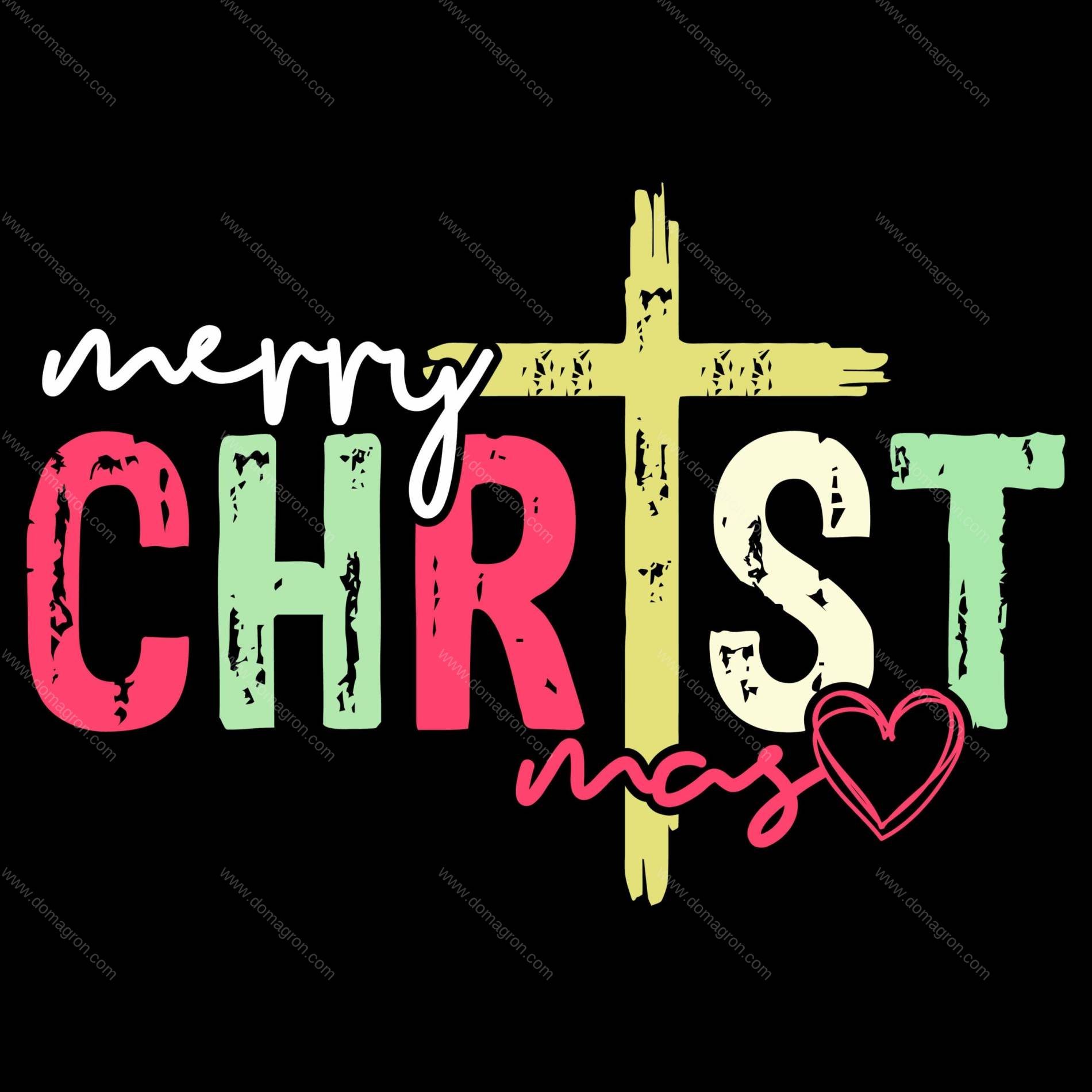 Merry Christmas Cross Direct to Film (DTF) Heat Transfer H-1310