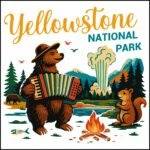 Yellowstone National Park Animal Camping Scene Direct to Film (DTF) Heat Transfer K-1271