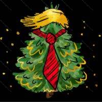 Trump Christmas Tree Doodle Metal Photo T-1303