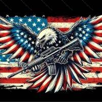 Patriotic Eagle With Flag Metal Photo U-1306