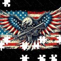 Patriotic Eagle With Flag Jigsaw Puzzle U-1306