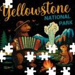 Yellowstone National Park Animal Camping Scene Jigsaw Puzzle K-1271
