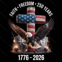 Faith Freedom 250 Years America 250 Direct to Film (DTF) Heat Transfer U-1363