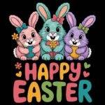 Happy Easter Bunny Direct to Film (DTF) Heat Transfer F-1412