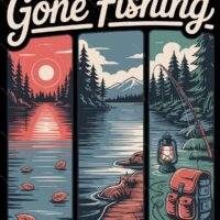 Gone Fishing Metal Photo H-1385