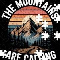 The Mountains Are Calling Outdoors Lover Retro Jigsaw Puzzle O-1415