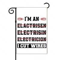 I Cut Wires Electrician Garden Flag E-1434