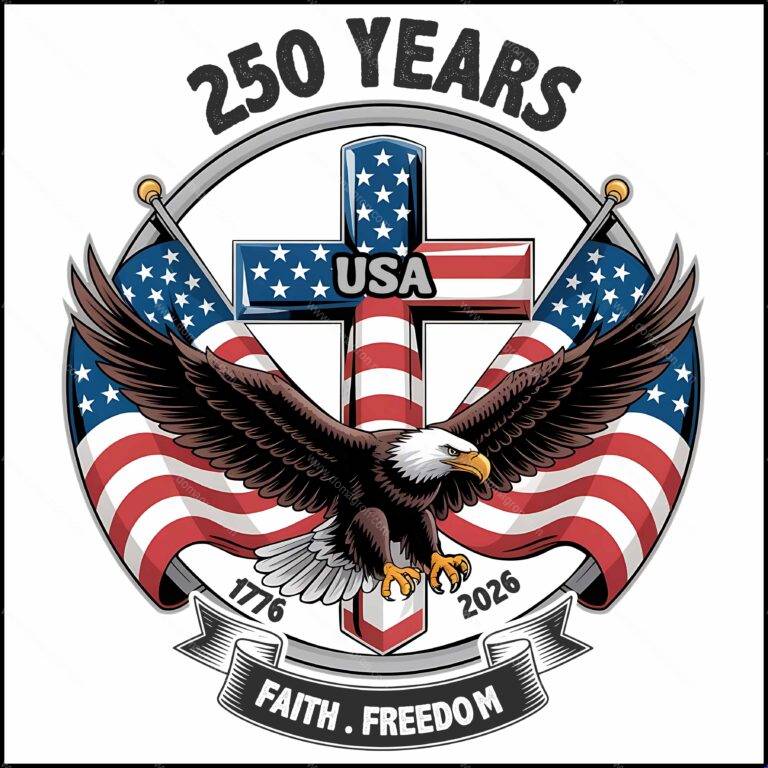 America 250 Faith Freedom Direct to Film (DTF) Heat Transfer U-1479