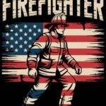 Patriotic Firefighter Metal Photo F-1490