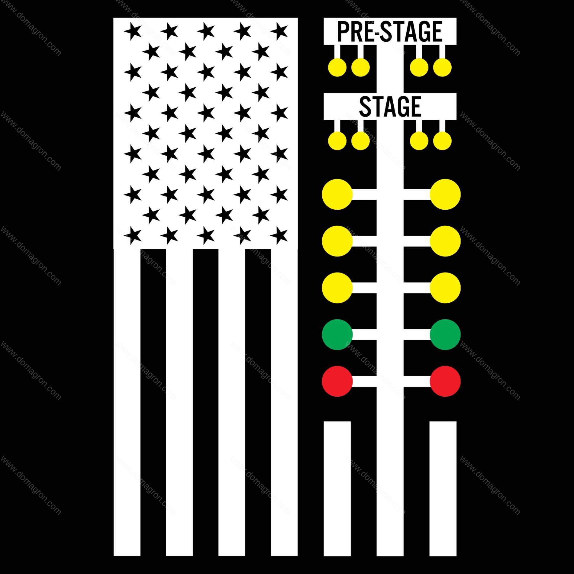 Drag Racing American Flag Direct to Film (DTF) Heat Transfer R-1577