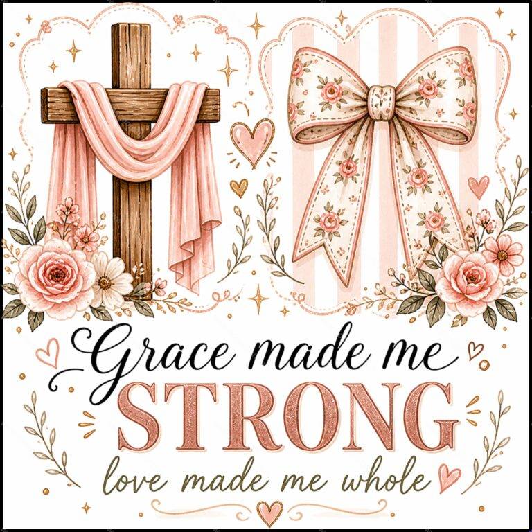 Grace Made Me Strong Love Made Me Whole Direct to Film (DTF) Heat Transfer I-1582