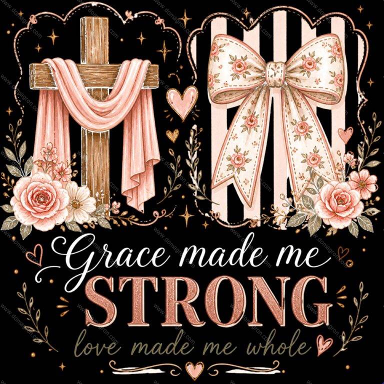 Grace Made Me Strong Love Made Me Whole Direct to Film (DTF) Heat Transfer I-1582