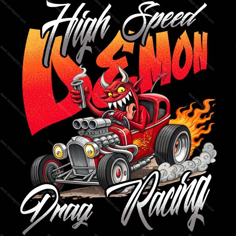 High Speed Demon Drag Racing Direct to Film (DTF) Heat Transfer R-1581