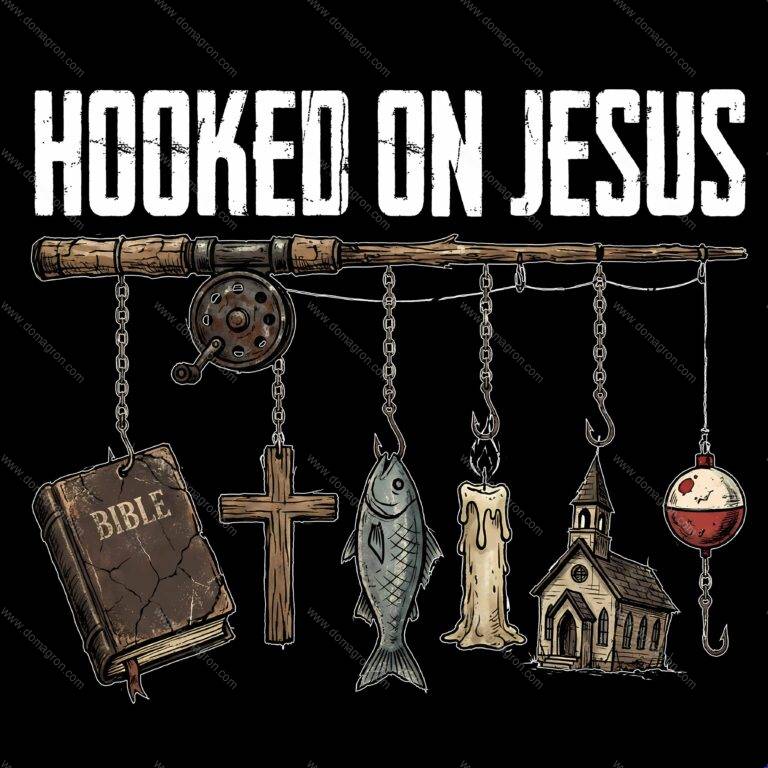 Hooked On Jesus Direct to Film (DTF) Heat Transfer I-1572