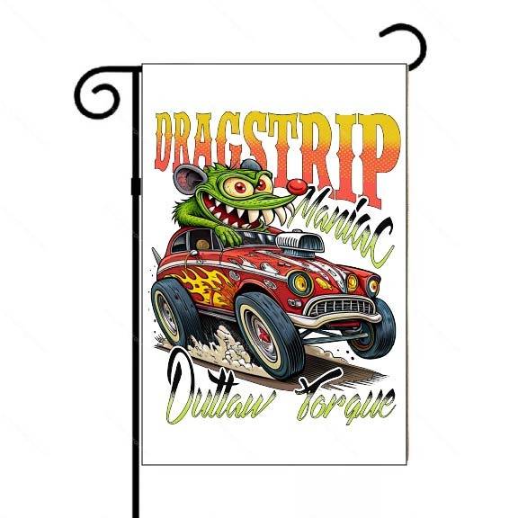 Dragstrip Maniac Garden Flag R-1574