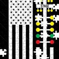 Drag Racing American Flag Jigsaw Puzzle R-1577