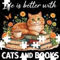 Life Is Better With Cats And Books Jigsaw Puzzle F-1583