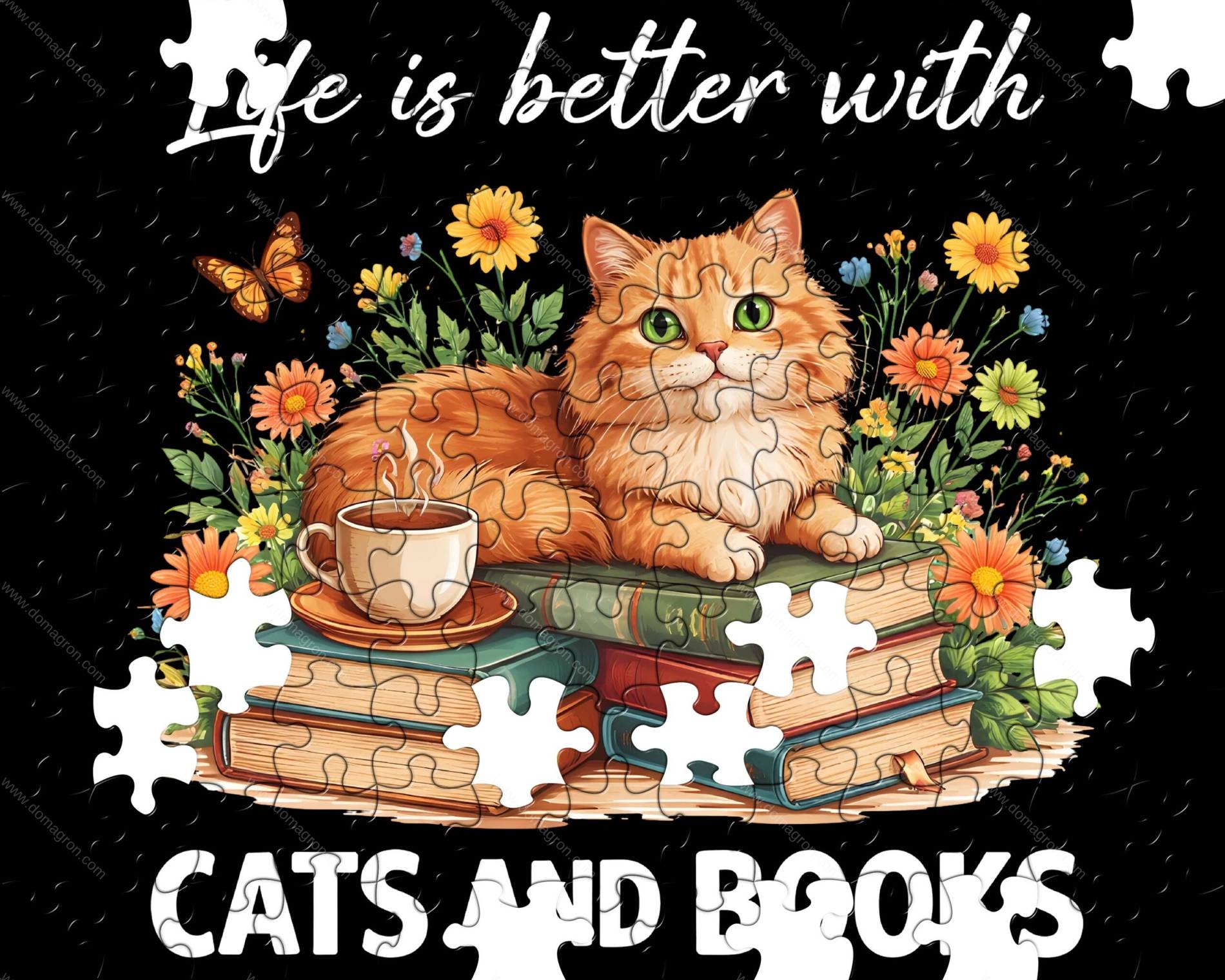 Life Is Better With Cats And Books Jigsaw Puzzle F-1583