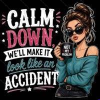 Calm Down We'll Make It Look Like An Accident Direct to Film (DTF) Heat Transfer S-1603