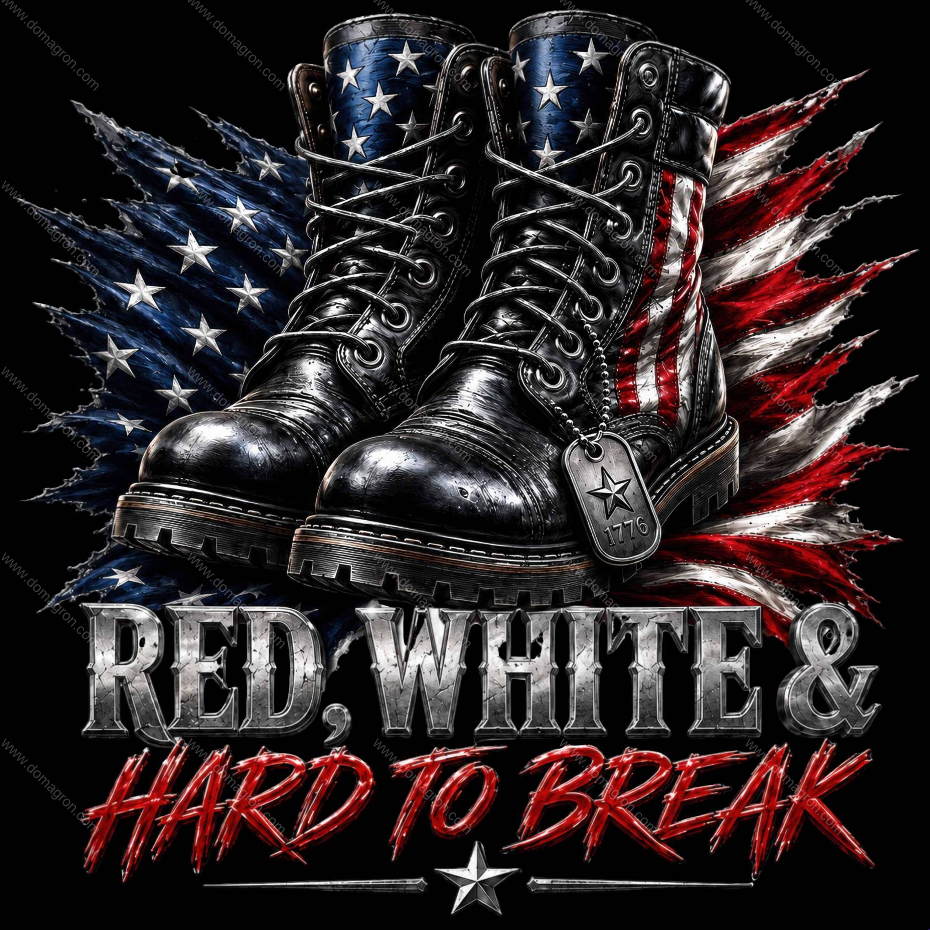 Red White Patriotic Boots Direct to Film (DTF) Heat Transfer U-1597