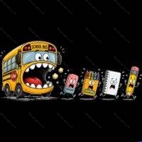 School Eating Bus Direct to Film (DTF) Heat Transfer F-1619
