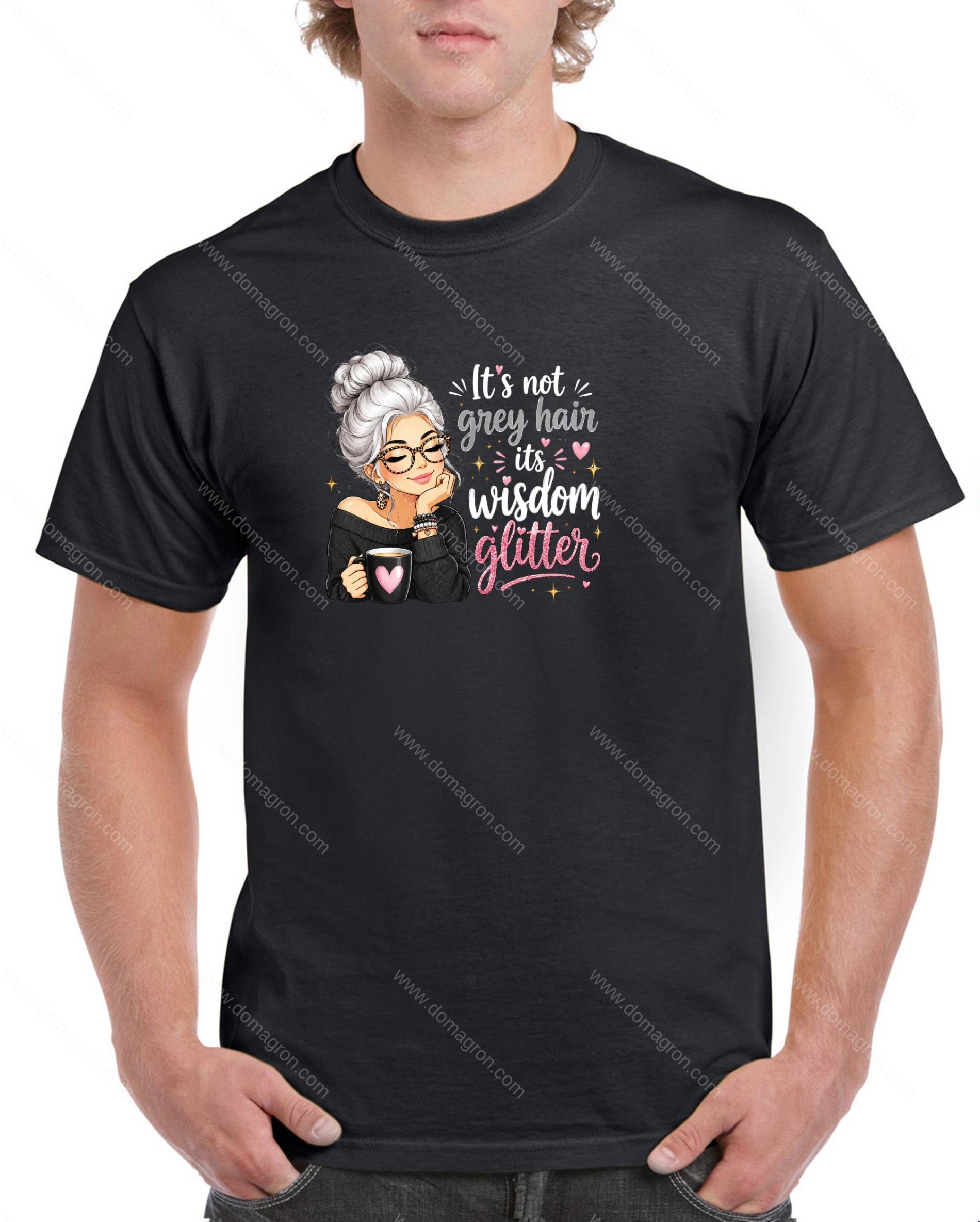 It's Not Gray Hair It's Wisdom Glitter Shirt S-1610