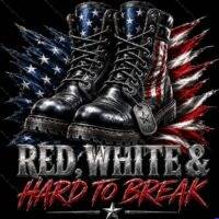 Red White Patriotic Boots Metal Photo U-1597