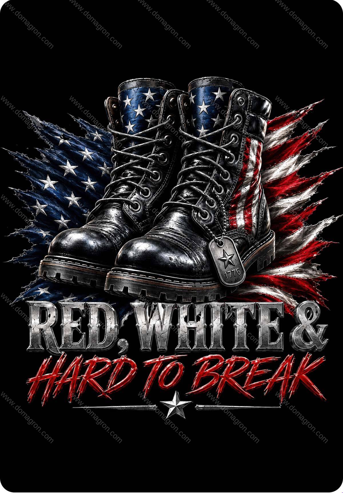 Red White Patriotic Boots Metal Photo U-1597
