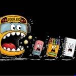 School Eating Bus Metal Photo F-1619