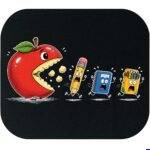 Back To School Apple Eating Man Mouse Pad F-1609