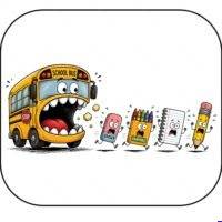 School Eating Bus Mouse Pad F-1619