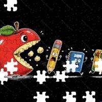 Back To School Apple Eating Man Jigsaw Puzzle F-1609