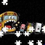 School Eating Bus Jigsaw Puzzle F-1619