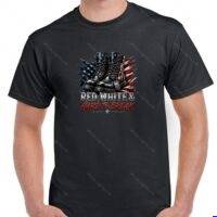 Red White Patriotic Boots Shirt U-1597