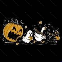Pumpkin Eating Halloween Characters Direct to Film (DTF) Heat Transfer H-1660