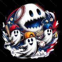 Halloween Baseball Ghost Direct to Film (DTF) Heat Transfer H-1650