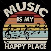 Music Is My Happy Place Direct to Film (DTF) Heat Transfer F-1655