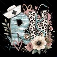 Registered Nurse Flower And Stethoscope Direct to Film (DTF) Heat Transfer F-1637
