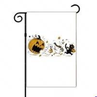 Pumpkin Eating Halloween Characters Garden Flag H-1660