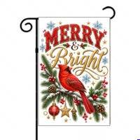 Merry And Bright Cardinal Christmas Garden Flag H-1647