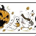 Pumpkin Eating Halloween Characters License Plate H-1660