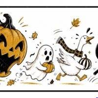 Pumpkin Eating Halloween Characters License Plate H-1660