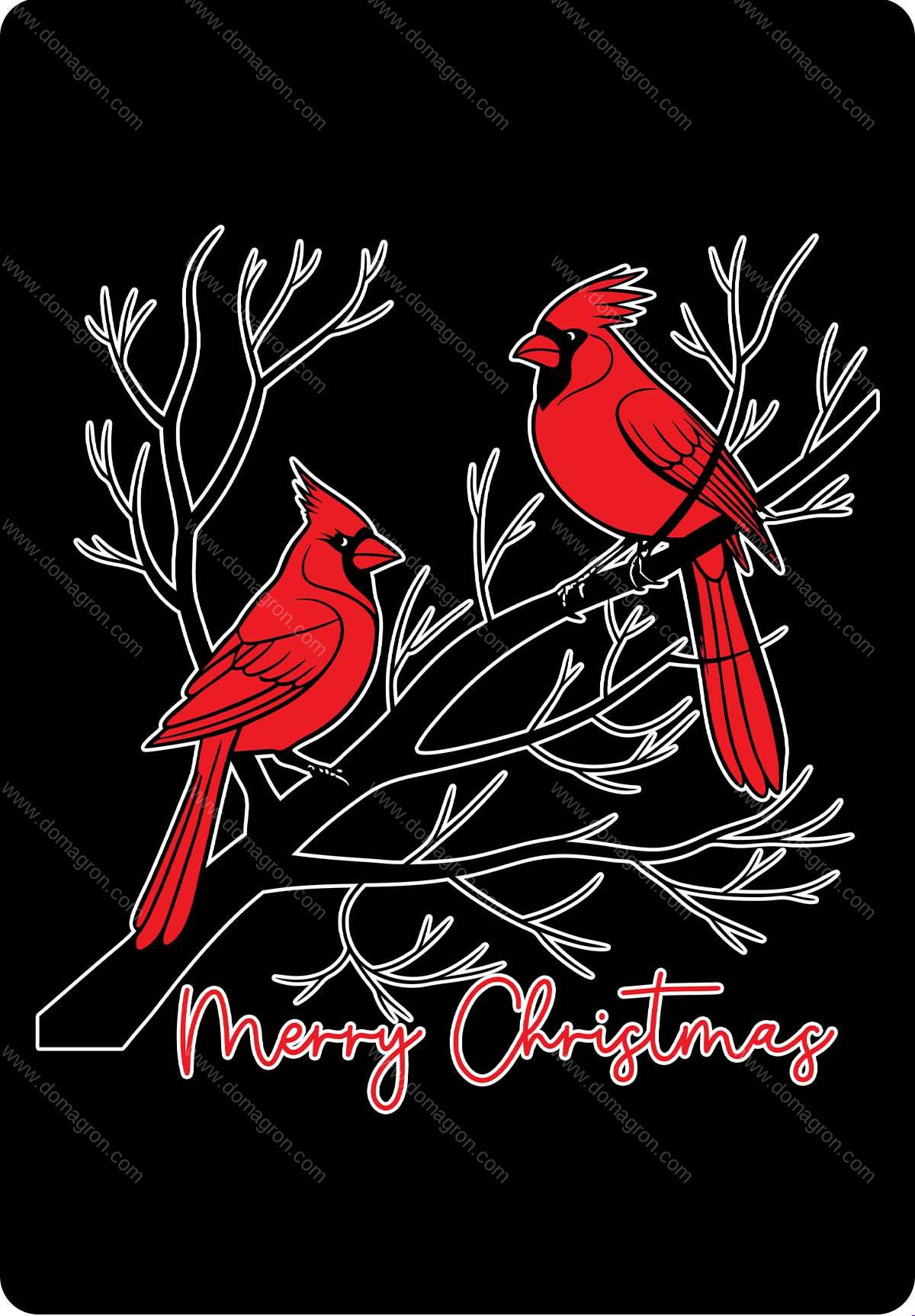 A Cardinal Merry Christmas Metal Photo H-1643