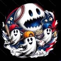 Halloween Baseball Ghost Metal Photo H-1650