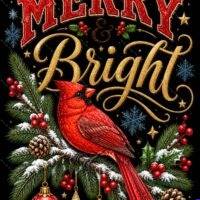 Merry And Bright Cardinal Christmas Metal Photo H-1647