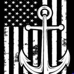 US Navy Anchor Flag Metal Photo M-1638