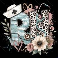 Registered Nurse Flower And Stethoscope Metal Photo F-1637