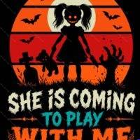 She's Coming To Play With Me Halloween Metal Photo