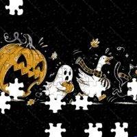Pumpkin Eating Halloween Characters Jigsaw Puzzle F-1660
